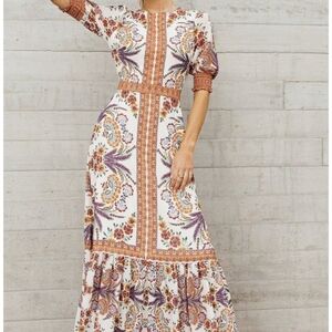 Böhme Ariana Floral Maxi Dress NWT | Modest Boho Prairie Style | XL | Ivory